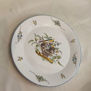 SP France Porcelain Bird In Flower Basket Foterie a la Chapelle des Gots Plate